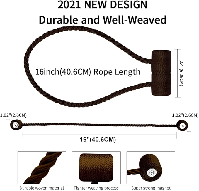 18 Inch Strong Magnetic Curtain Tiebacks, Curtain Holdbacks Modern Upgrade - Image 3