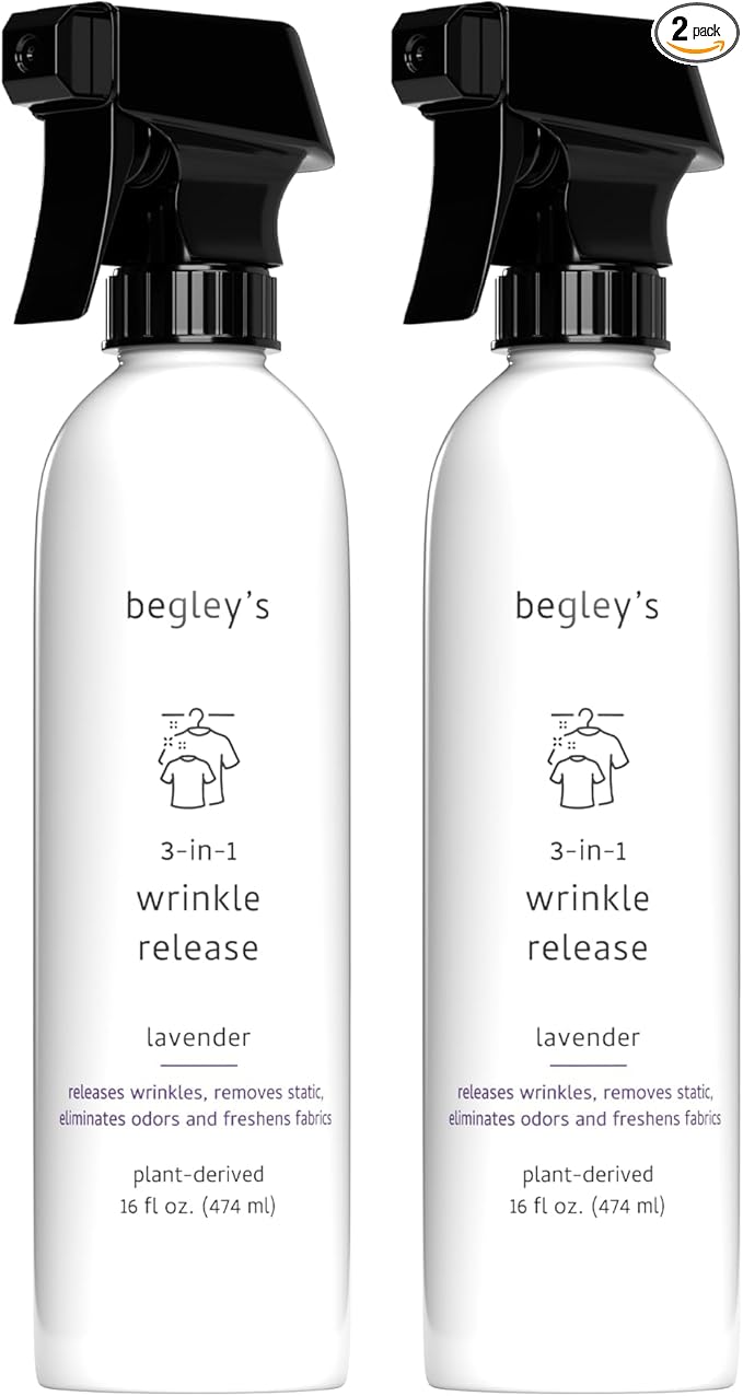Begley's 3-in-1 Wrinkle Remover, Quick Fix Wrinkle Release, Static Cling Remover by Begleys