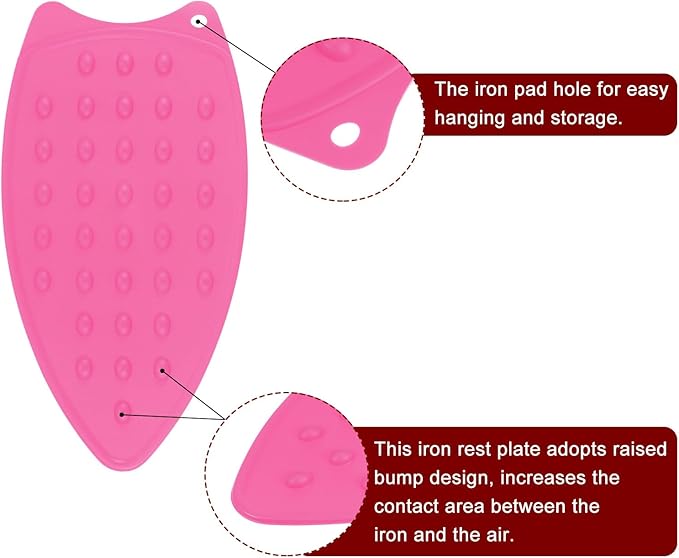 HARFINGTON 2pcs Silicone Iron Rest Pad, Fuchsia/Yellow - Image 4