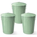 Plexon Round Trash Can 13 Gallon, Vintage Metal Outdoor Trash Can by Plexon
