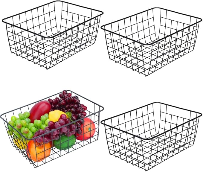 LeleCAT Wire Baskets with Handles, Wire Storage Organizer Baskets, Household - Image 6
