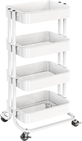 Pipishell 4 Tier Metal Rolling Utility Cart, Heavy-Duty Storage Rolling Cart by Pipishell