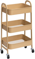 AGTEK Makeup Cart, Movable Rolling Organizer Cart, 3 Tier Metal Utility Cart by AGTEK