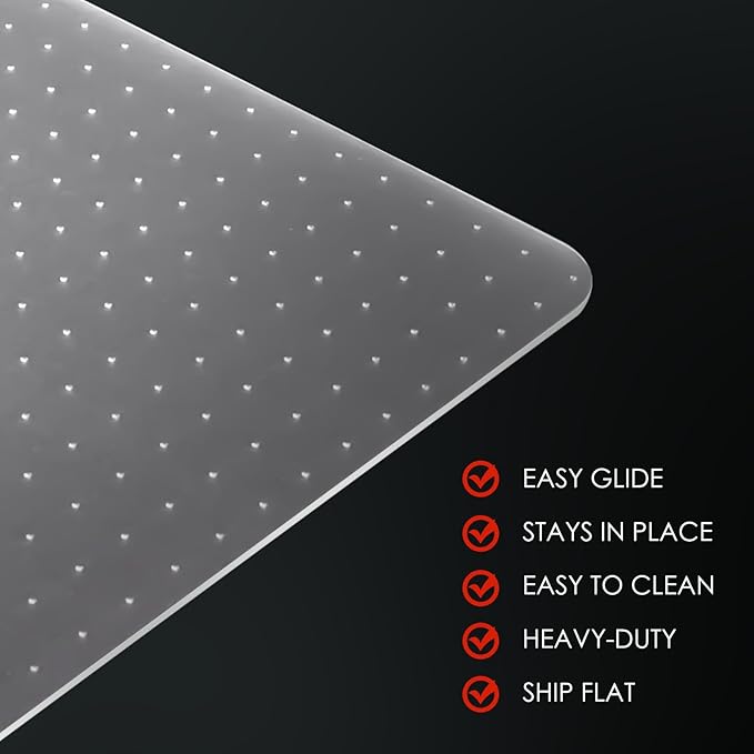 Kuyal Office Chair Mat for Carpet, 46x55 Clear Heavy Duty Computer Chair Mat - Image 5