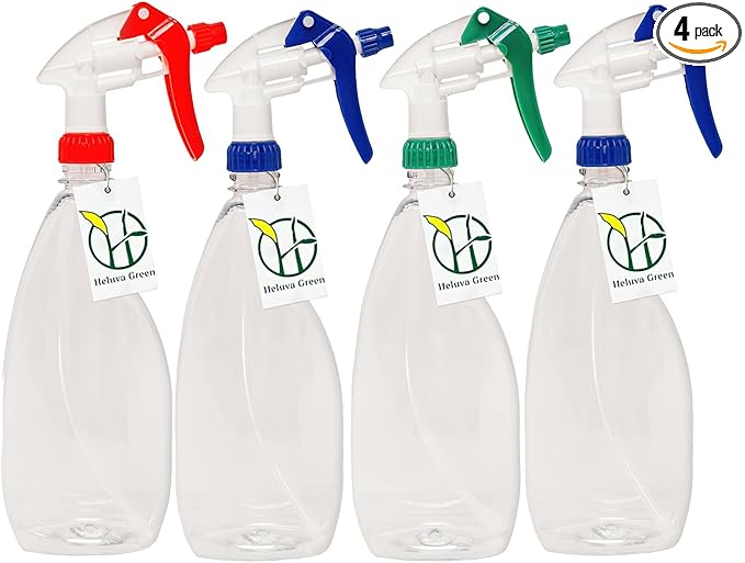 Heluva Green Heavy Duty 24oz Clear Plastic Spray Bottles by HeluvaGreen