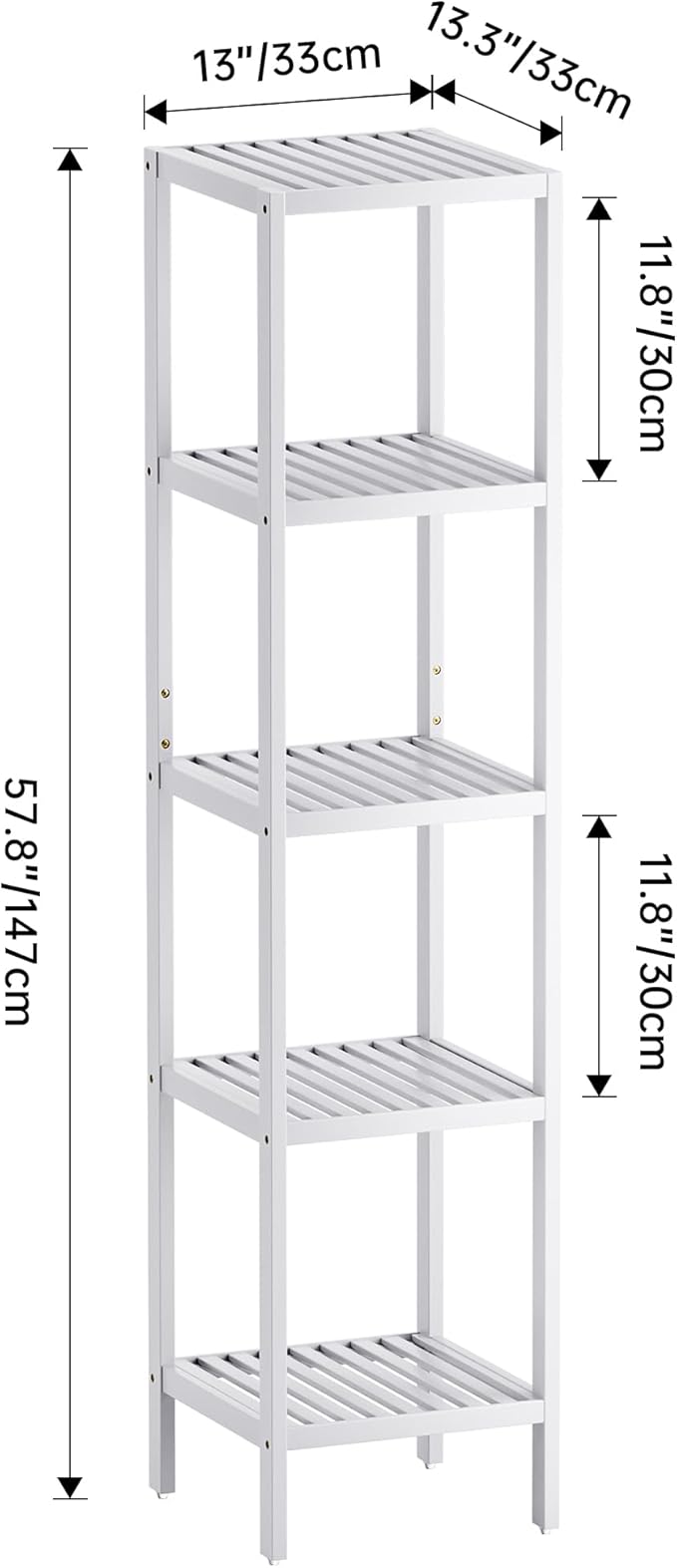 SMIBUY Bathroom Storage Shelf, 5-Tier Bamboo Rack Organizer - Image 3