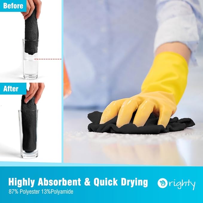 Orighty Cleaning Cloths 12x12 inch, Highly Absorbent Microfiber Cleaning - Image 3