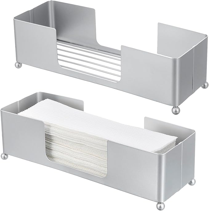MyGift Metal Tabletop Folded Hand Towel Holder, Modern Silver Tone Commercial by MyGiftHome