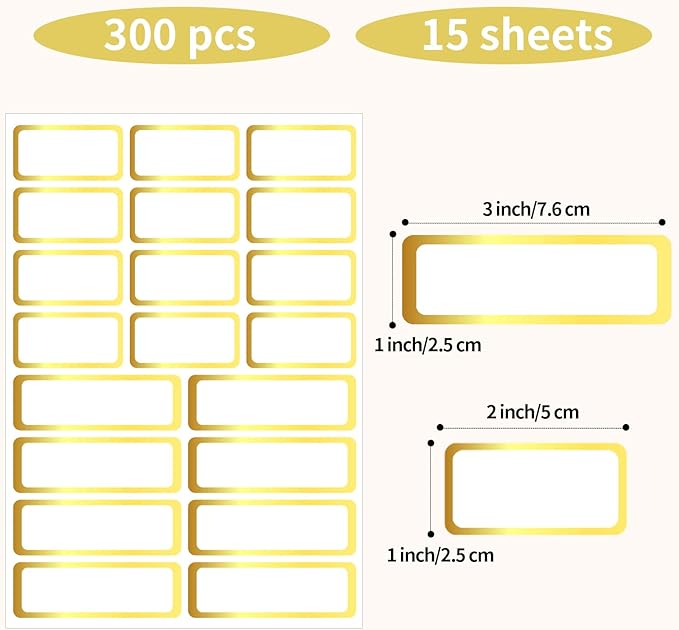 Gold Labels Stickers, Removable Blank Labels Gold Border, Self-Adhesive - Image 2