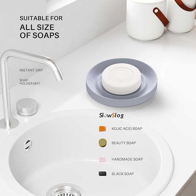 Diatomite Soap Dish Holder, Water Absorbent Stone Soap Dish, Quick Dry Stone - Image 2