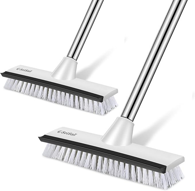 SetSail Floor Scrub Brush with 51-Inch Long Adjustable Handle 2 in 1 Scrape by SetSail