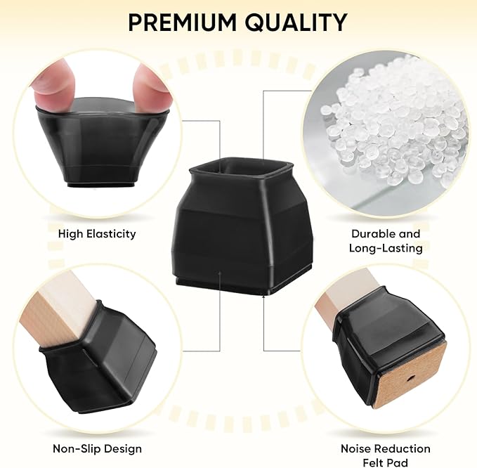 BALEINE 24 Pack Silicone Chair Leg Floor Protectors, Stool Leg Protectors Cap - Image 2