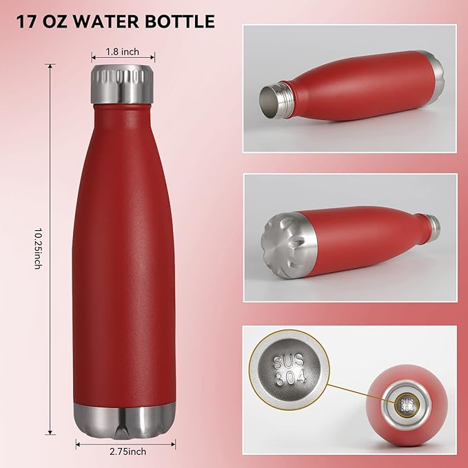 VEGOND 17oz Stainless Steel Water Bottles Bulk, Reusable Metal Sports Water - Image 3
