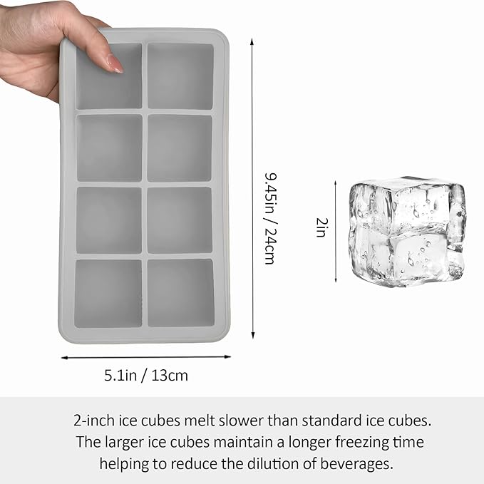 2 Pack Silicone 2 Inch Large Ice Cube Molds - Image 3