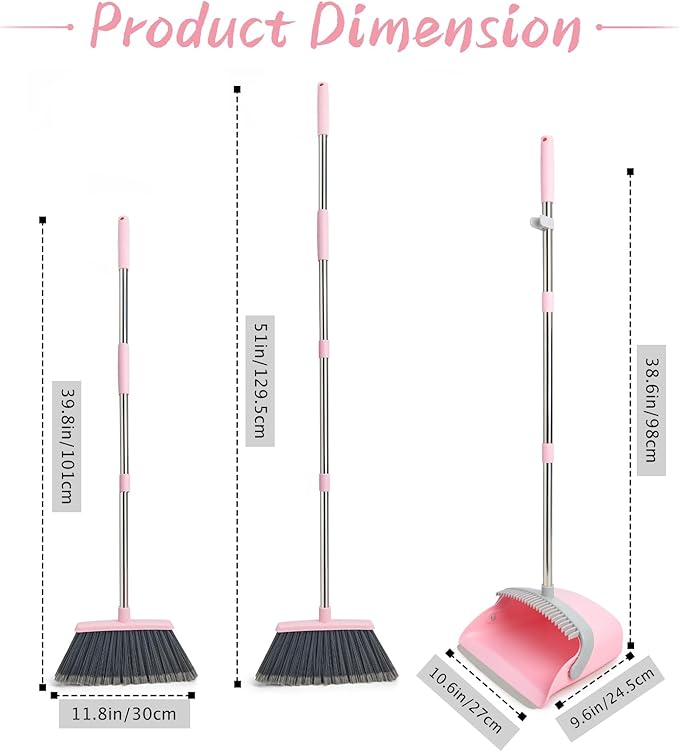 Broom and Dustpan Combo Set, Long Handle and Standing Dust Pan - Image 2