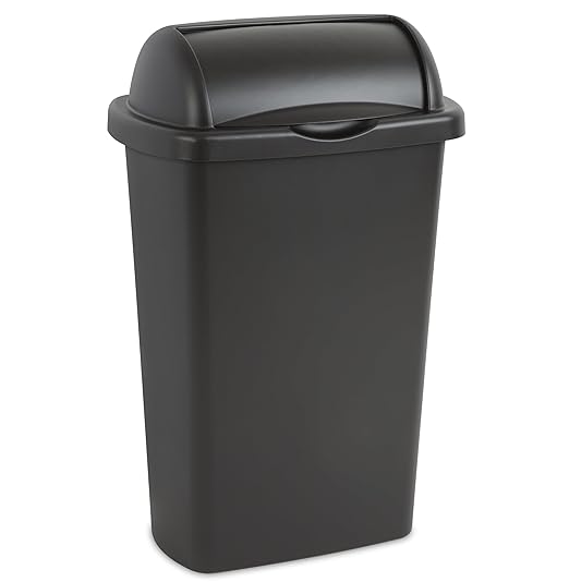 13 Gallon Roll Top Wastebasket – Lift-Open Kitchen Black Trash Can 13 Gallon by Unknown