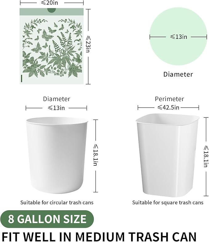 VOK 8 Gallon Trash Bags with Butterfly Printed & Sweet Wormwood Scent, - Image 2