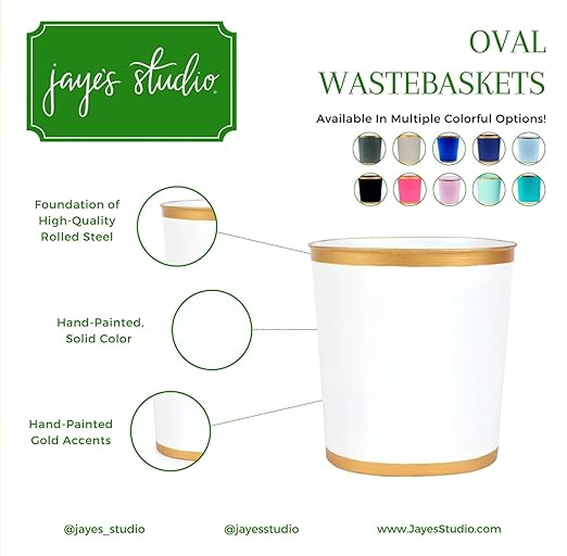 Jaye’s Studio Mattie Oval Wastebasket – Handpainted Pink Trash Can - Image 2