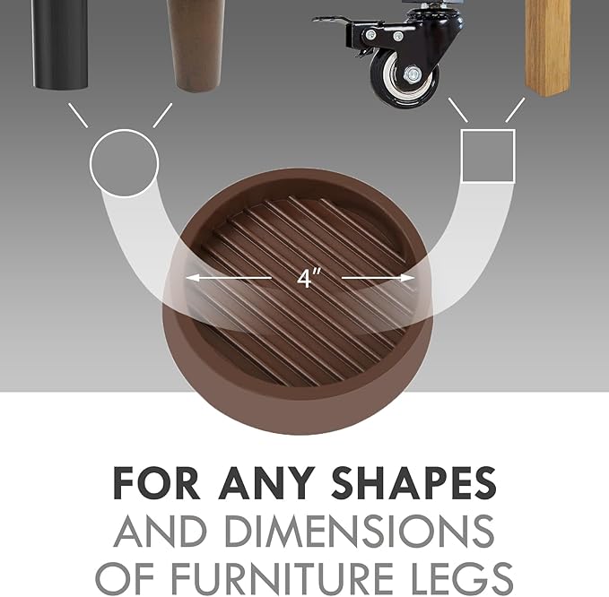 4X4 Round Rubber Caster Cups, Non Slip Furniture Pads, Anti-Slip Gripper - Image 2