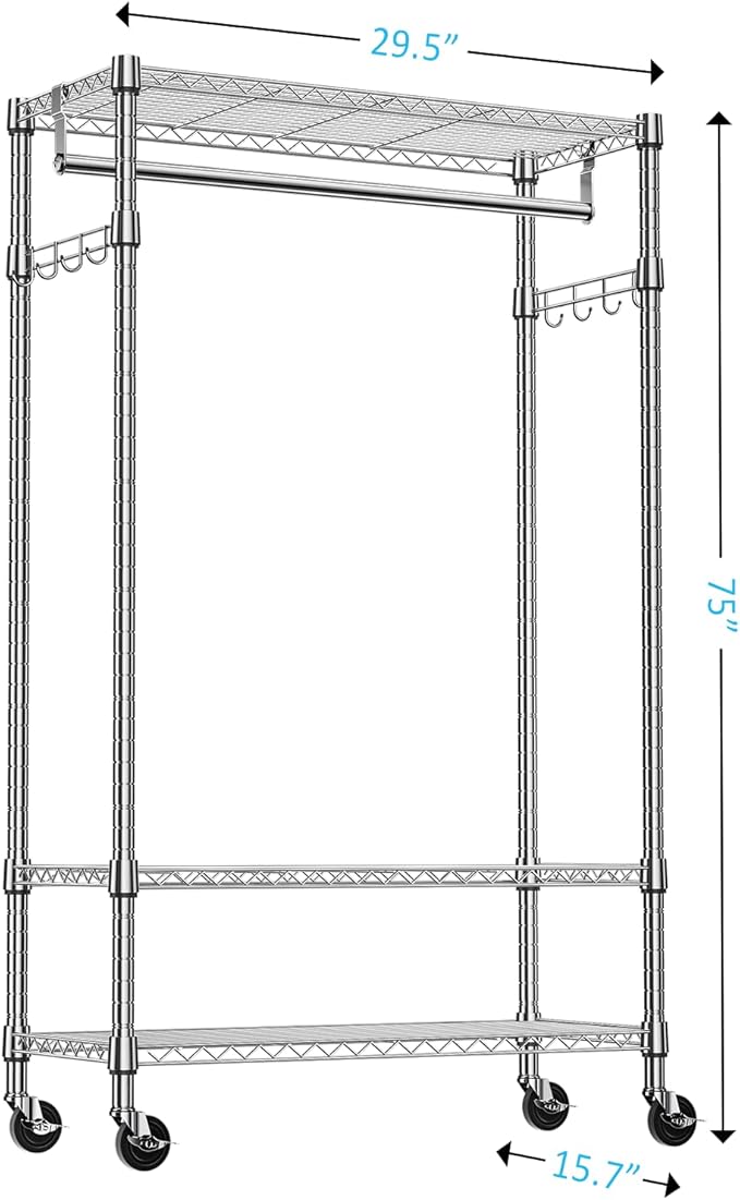 IZEUK Heavy Duty Rolling Garment Rack - Image 2