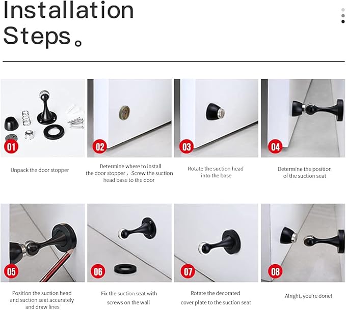 YAGU Door Stopper 4 Pack Magnetic Door Stops, Zinc Alloy Brushed Bronze Door - Image 6