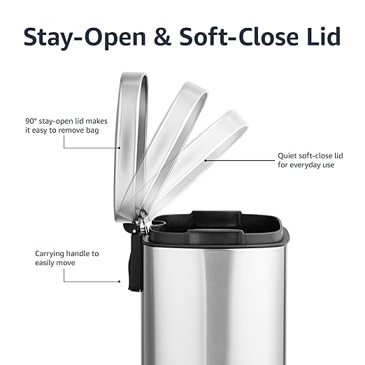 Amazon Basics Smudge Resistant Mini Rectangular Trash Can - Image 6