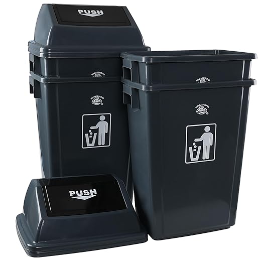 4 Pack 18 Gal Plastic Garage Can by Buyitt