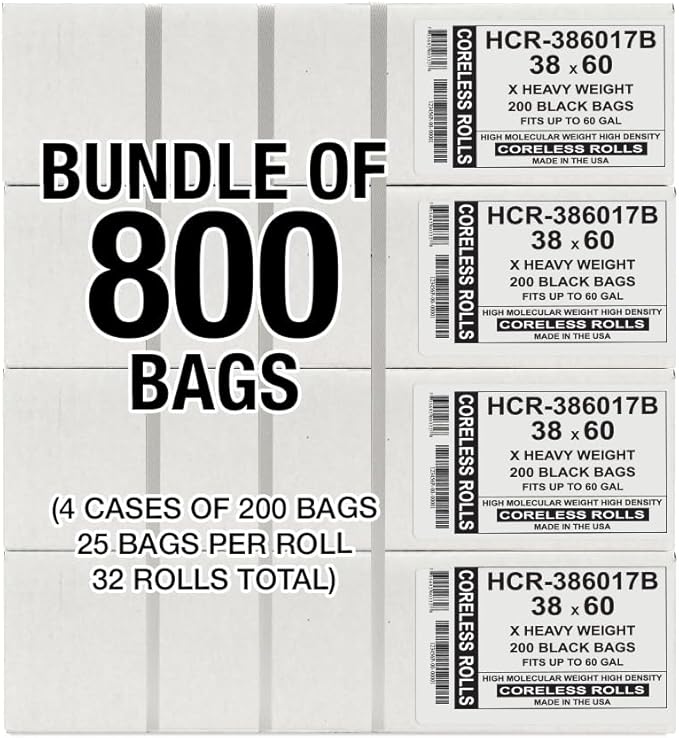 Aluf Plastics High Density Trash Bags, 60 Gallon, 17 Micron, - Image 2