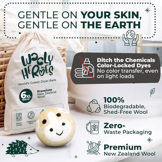 No More Dryer Sheets! Reusable Wool Dryer Balls XL 6-Pack - Image 3
