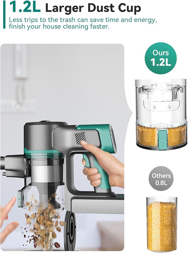 DEVOAC S10K Cordless Vacuum Cleaner, 45Kpa 50mins Lightweight Stick Vacuum - Image 7