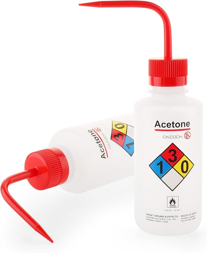 Acetone Wash Bottle, Narrow Mouth, Self-Venting Safety Wash Bottle, LDPE by LABINVO