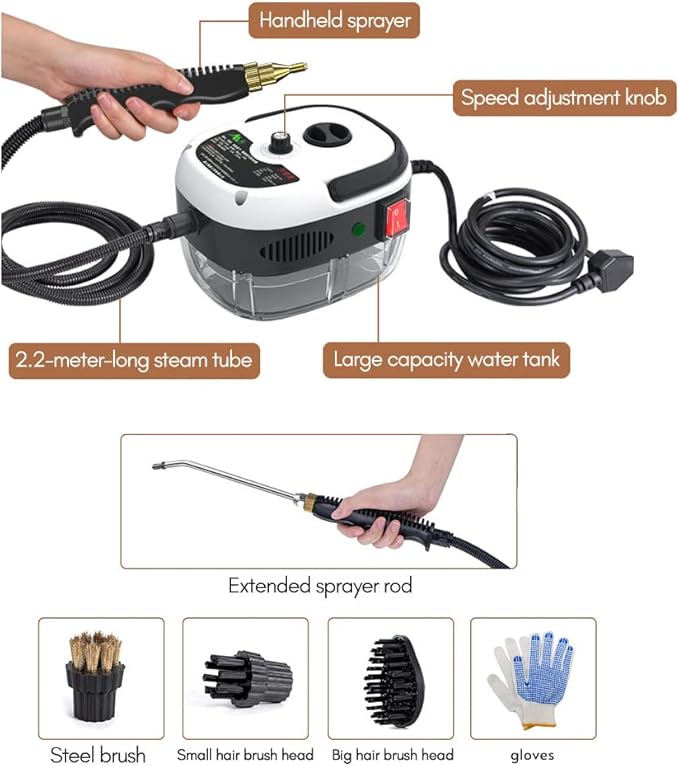 Decdeal Steam Cleaner - 2500W High Temperature Pressurized Handheld Steam - Image 5