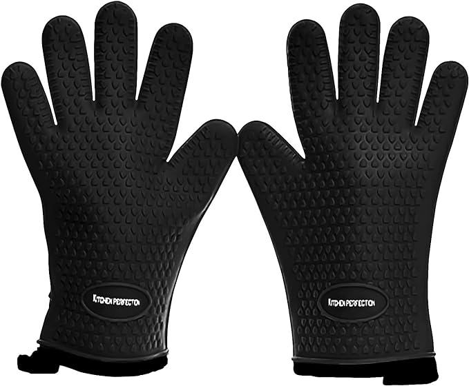 KITCHEN PERFECTION XL Silicone Smoker Oven Gloves -Extreme Heat Resistant BBQ by Kitchenperfection
