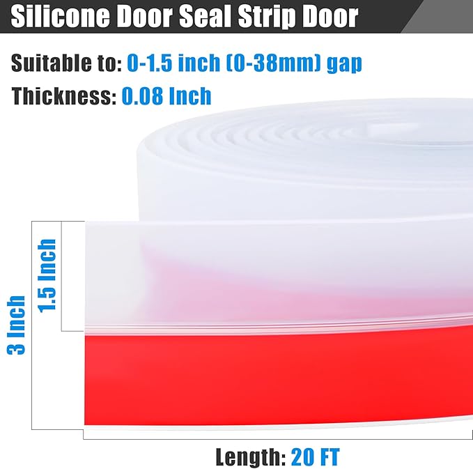 Draft Seal Tape for Doors and Windows 3 in x 20 Ft Silicone Weather Stripping - Image 2