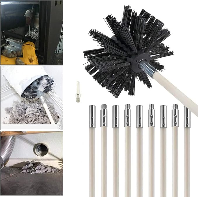 12 Feet Stove Pipe Clean Brush Extension Rods Flexible Fireplace Chimney Brush - Image 8