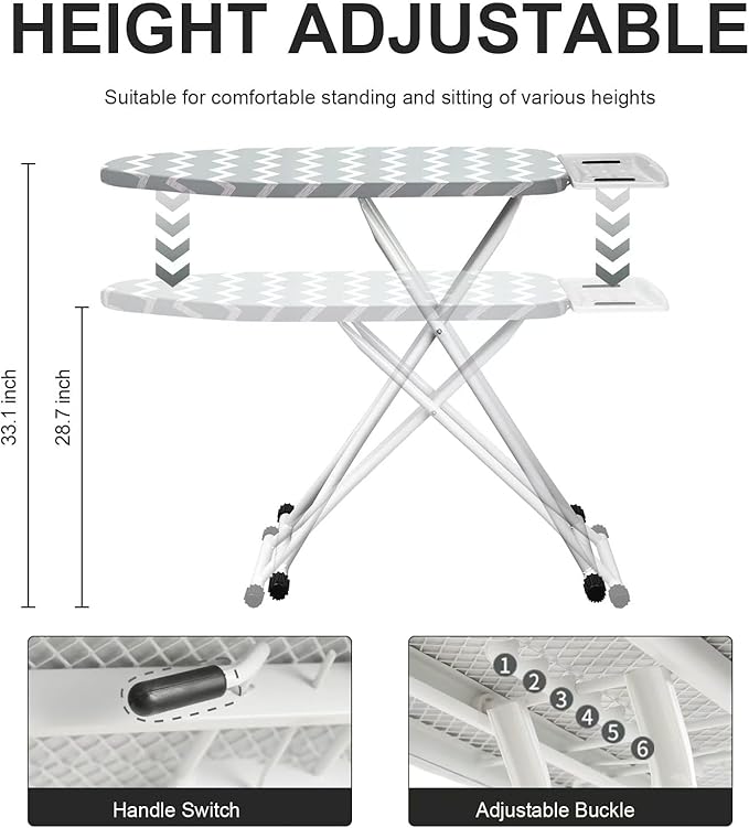 Ironing Board, Foldable Ironing Board Adjustable Height Compact Iron Board - Image 2