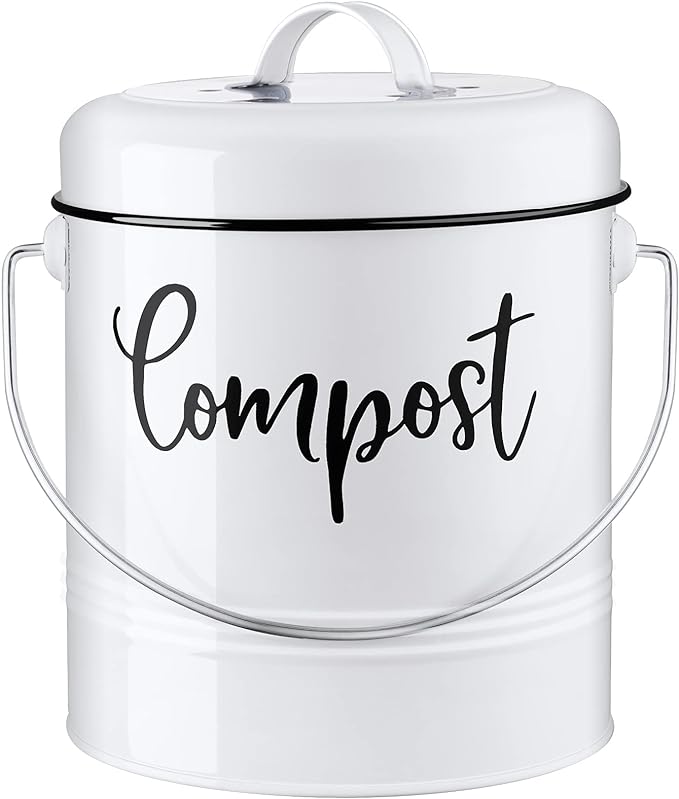 Compost Bin Kitchen, 1.3 Gallon Farmhouse Kitchen Compost Bin Countertop by DAYYET