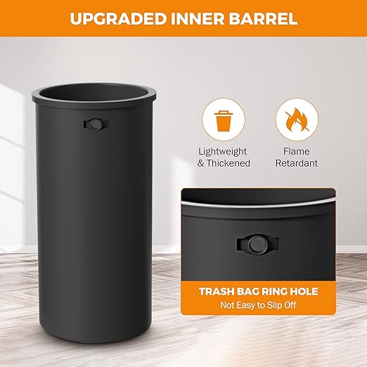 BEAMNOVA 16.5 Gallon Trash Can Black Open Top Outdoor Indoor Commercial - Image 4