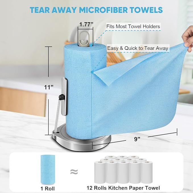 AIDEA Microfiber Cleaning Cloth 165 Sheets 3 Roll, Microfiber Towels - Image 2
