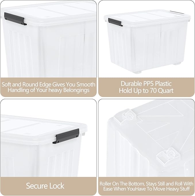 Zopnny 70 Qt Large Plastic Storage Box - Image 3
