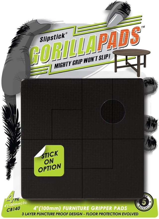 Slipstick GorillaPads 4 Inch Non Slip Furniture Gripper Pads Stops Sliding and by Slipstick