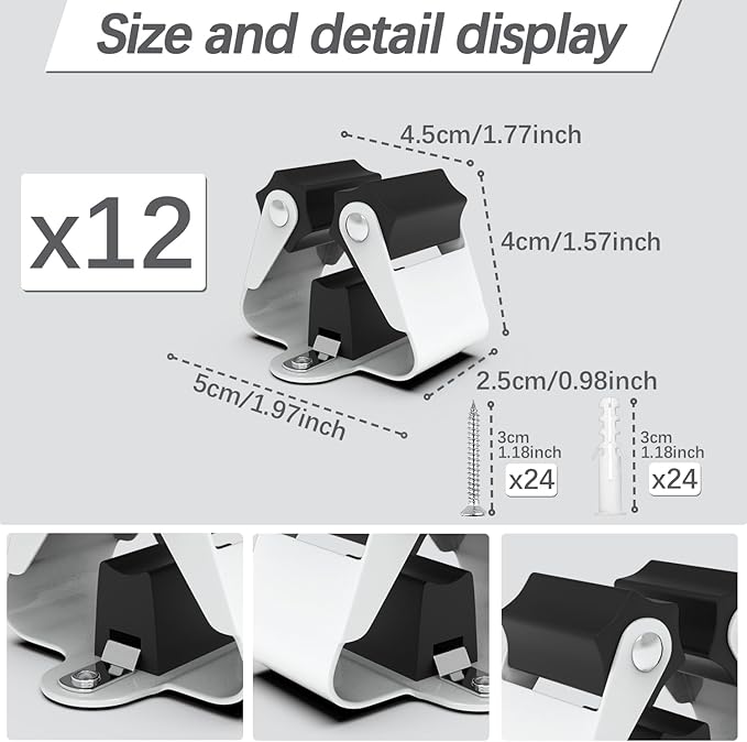 3-H Broom Hanger, Mop Holder Wall Mount 12 Pack, Broom Holder Wall Mount - Image 3
