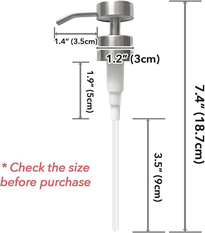 Stainless Steel Soap Dispenser Pump Head Replacement 2 Pack, 28/400 Threads - Image 3