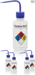 4pcs of Distilled Water Wash Bottles, Narrow Mouth, Self-Venting Safety Wash by LABINVO