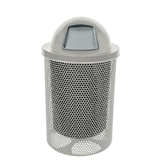 COATEDOUTDOORFURNITURE RDT-P-TXTGRY Heavy Duty Round Trash Receptacle by CoatedOutdoorFurniture