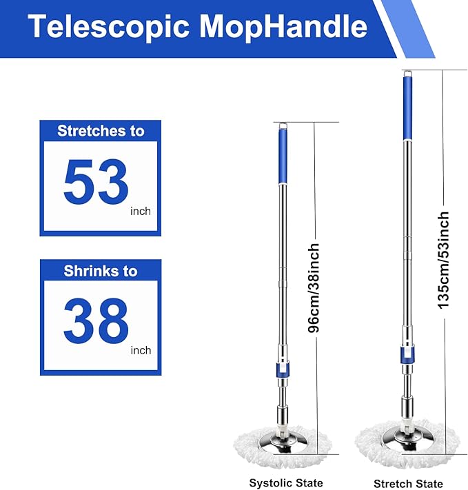 Replacement Handle for Swivel mop, 360° Swivel Adjustment, Reinforced Locking - Image 2
