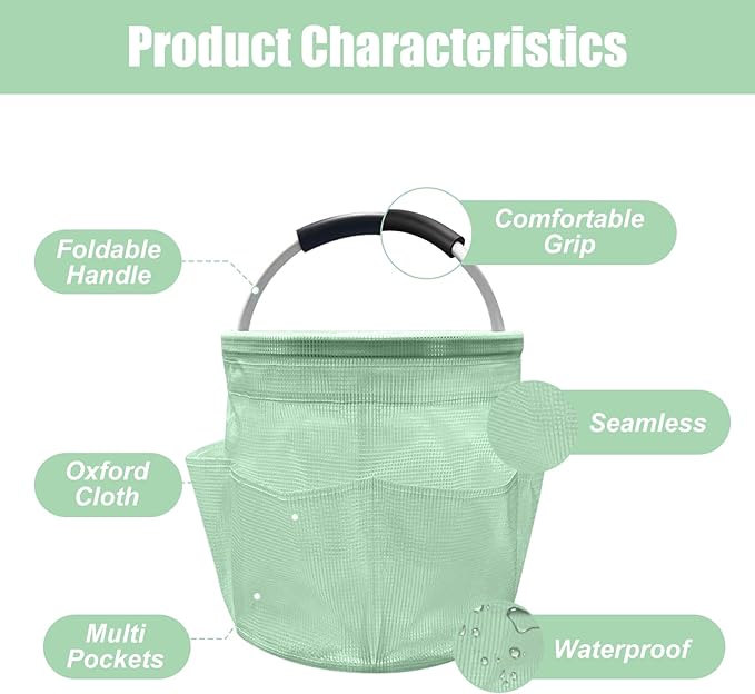 Qivine 17L Cleaning Caddy with Handle, Cleaning Supply Caddy Foldable Tool Bag - Image 4