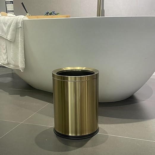 12L/3Gal Antique Brass Bathroom Trash Can, Brushed Brass Garbage can, Small - Image 2