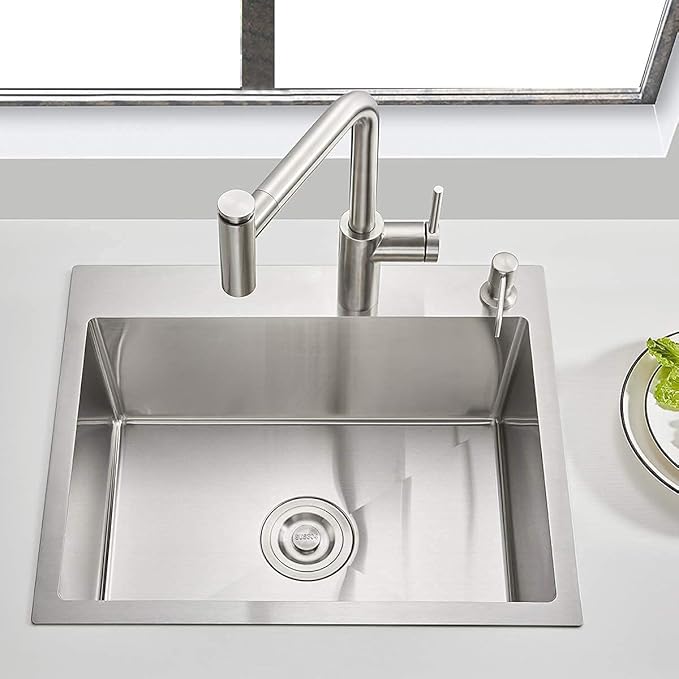 25x18 Inch Kitchen Sink Drop in, Premium T-304 Grade Stainless Steel Sink - Image 2