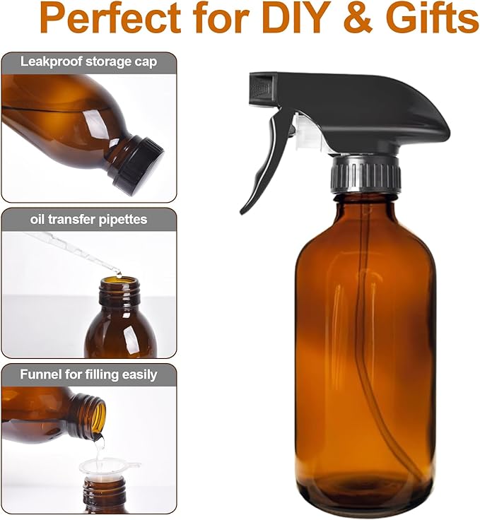 8oz Amber Glass Spray Bottles - Image 5